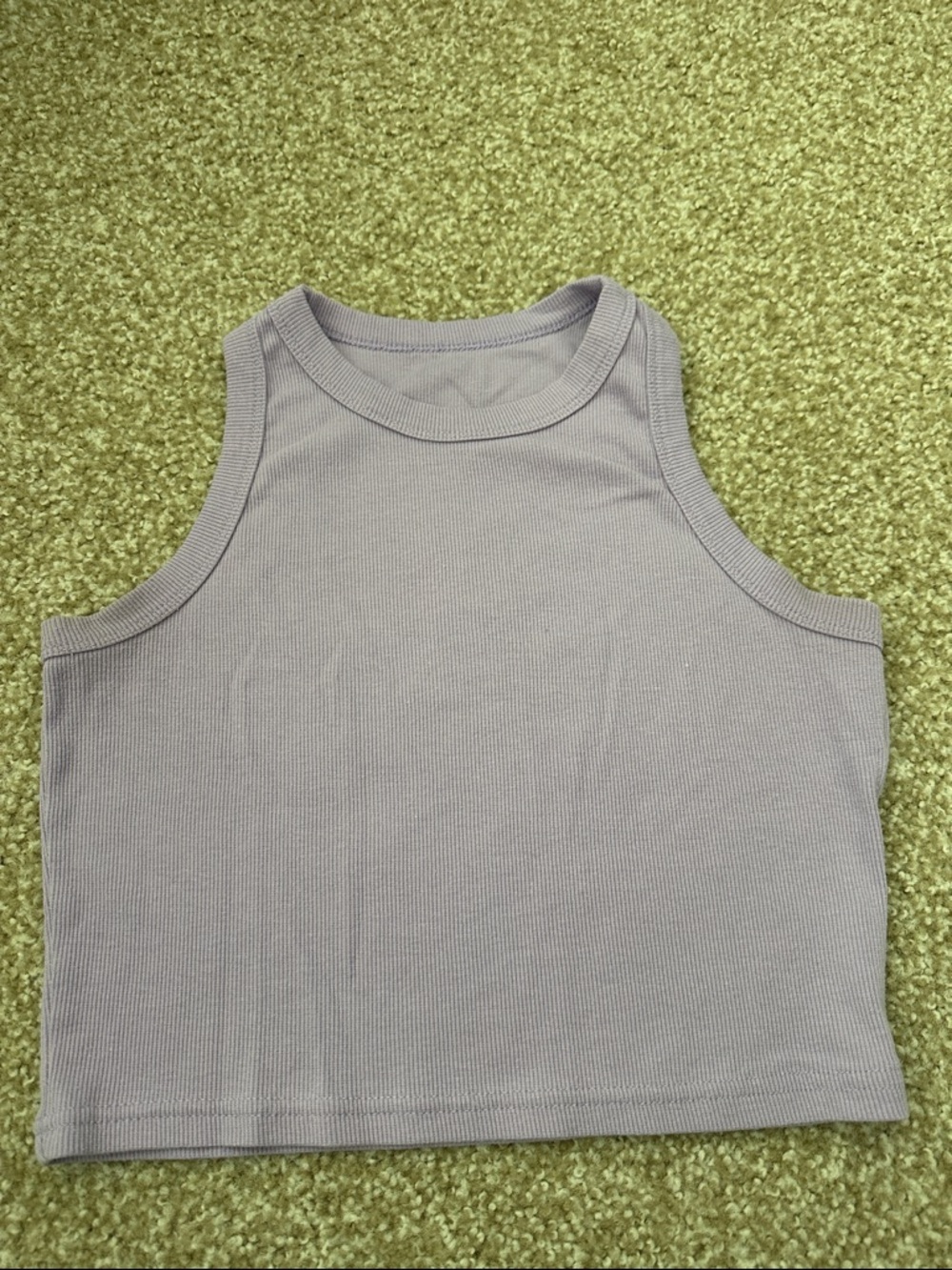 Sleeveless Ribbed Crop Tank Top - Light purple